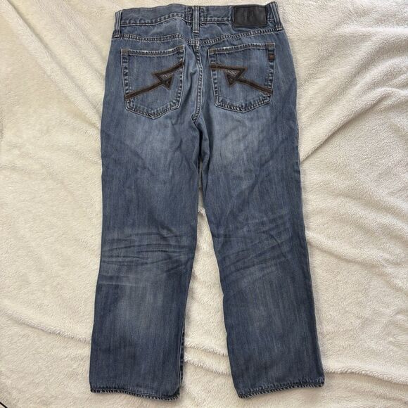 Rock & Republic Jeans Mens 32x25 Straight Leg Dark Blue Grunge Y2K Distressed - Picture 3 of 7